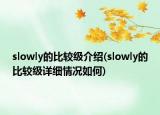 slowly的比較級(jí)介紹(slowly的比較級(jí)詳細(xì)情況如何)