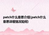 patch什么意思介紹(patch什么意思詳細(xì)情況如何)