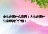 小頭癥是什么意思（大頭癥是什么意思簡介介紹）