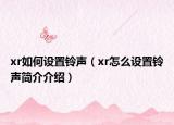 xr如何設置鈴聲（xr怎么設置鈴聲簡介介紹）