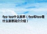 fpp tpp什么意思（fpp和tpp是什么意思簡介介紹）