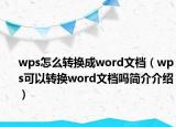 wps怎么轉(zhuǎn)換成word文檔（wps可以轉(zhuǎn)換word文檔嗎簡(jiǎn)介介紹）