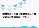 余額寶怎樣升級（余額寶怎么升級余額寶升級流程簡介介紹）