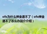 ofo為什么押金退不了（ofo押金退不了怎么辦簡介介紹）