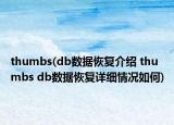 thumbs(db數(shù)據(jù)恢復(fù)介紹 thumbs db數(shù)據(jù)恢復(fù)詳細情況如何)