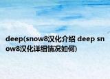 deep(snow8漢化介紹 deep snow8漢化詳細(xì)情況如何)