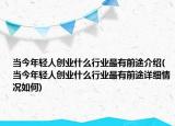 當(dāng)今年輕人創(chuàng)業(yè)什么行業(yè)最有前途介紹(當(dāng)今年輕人創(chuàng)業(yè)什么行業(yè)最有前途詳細(xì)情況如何)