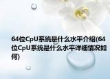 64位CpU系統(tǒng)是什么水平介紹(64位CpU系統(tǒng)是什么水平詳細情況如何)