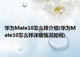 華為Mate10怎么樣介紹(華為Mate10怎么樣詳細(xì)情況如何)