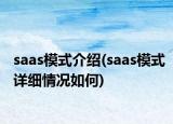 saas模式介紹(saas模式詳細(xì)情況如何)