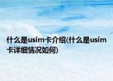 什么是usim卡介紹(什么是usim卡詳細(xì)情況如何)