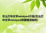 怎么打中文字minipad介紹(怎么打中文字minipad詳細(xì)情況如何)