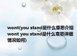 wont(you stand是什么意思介紹 wont you stand是什么意思詳細(xì)情況如何)