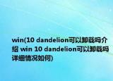 win(10 dandelion可以卸載嗎介紹 win 10 dandelion可以卸載嗎詳細(xì)情況如何)