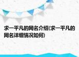 求一平凡的網(wǎng)名介紹(求一平凡的網(wǎng)名詳細(xì)情況如何)