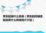 京東配送什么快遞（京東的同城速配是發(fā)什么快遞簡介介紹）