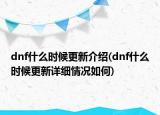 dnf什么時候更新介紹(dnf什么時候更新詳細情況如何)