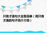 只有才造句大全集簡單（用只有才造的句子簡介介紹）