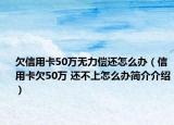 欠信用卡50萬無力償還怎么辦（信用卡欠50萬 還不上怎么辦簡介介紹）