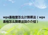 wps表格里怎么計(jì)算乘法（wps表格怎么算乘法簡(jiǎn)介介紹）