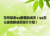 怎樣禁言qq群里的成員（qq怎么禁言群成員簡介介紹）