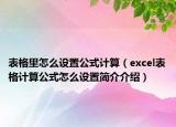 表格里怎么設(shè)置公式計算（excel表格計算公式怎么設(shè)置簡介介紹）