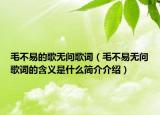 毛不易的歌無問歌詞（毛不易無問歌詞的含義是什么簡介介紹）