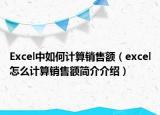 Excel中如何計算銷售額（excel怎么計算銷售額簡介介紹）