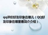 qq評(píng)價(jià)好友印象在哪兒（QQ好友印象在哪里看簡(jiǎn)介介紹）