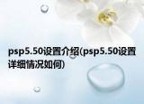 psp5.50設(shè)置介紹(psp5.50設(shè)置詳細(xì)情況如何)