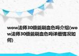 wow法師30級能刷血色嗎介紹(wow法師30級能刷血色嗎詳細(xì)情況如何)