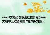 word文檔怎么取消紅線介紹(word文檔怎么取消紅線詳細(xì)情況如何)