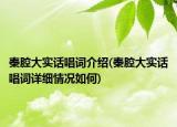 秦腔大實話唱詞介紹(秦腔大實話唱詞詳細情況如何)