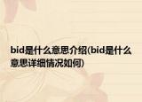 bid是什么意思介紹(bid是什么意思詳細(xì)情況如何)