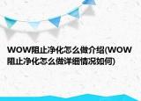 WOW阻止凈化怎么做介紹(WOW阻止凈化怎么做詳細情況如何)