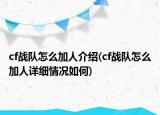 cf戰(zhàn)隊(duì)怎么加人介紹(cf戰(zhàn)隊(duì)怎么加人詳細(xì)情況如何)