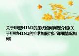 關(guān)于甲型H1N1的癥狀如何判定介紹(關(guān)于甲型H1N1的癥狀如何判定詳細情況如何)