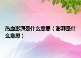 熱血澎湃是什么意思（澎湃是什么意思）