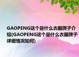 GAOPENG這個是什么衣服牌子介紹(GAOPENG這個是什么衣服牌子詳細情況如何)