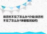 語(yǔ)言欄不見(jiàn)了怎么辦?介紹(語(yǔ)言欄不見(jiàn)了怎么辦?詳細(xì)情況如何)