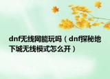 dnf無(wú)線網(wǎng)能玩嗎（dnf探秘地下城無(wú)線模式怎么開）