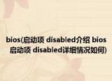 bios(啟動項(xiàng) disabled介紹 bios  啟動項(xiàng) disabled詳細(xì)情況如何)