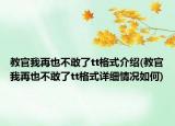 教官我再也不敢了tt格式介紹(教官我再也不敢了tt格式詳細情況如何)