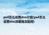 ps4怎么設(shè)置dns介紹(ps4怎么設(shè)置dns詳細(xì)情況如何)