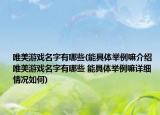 唯美游戲名字有哪些(能具體舉例嘛介紹 唯美游戲名字有哪些 能具體舉例嘛詳細(xì)情況如何)