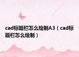 cad標(biāo)題欄怎么繪制A3（cad標(biāo)題欄怎么繪制）