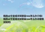 我的sd卡變成未知容量raw怎么辦介紹(我的sd卡變成未知容量raw怎么辦詳細情況如何)