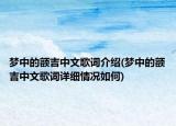 夢中的額吉中文歌詞介紹(夢中的額吉中文歌詞詳細情況如何)