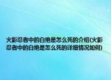 火影忍者中的白絕是怎么死的介紹(火影忍者中的白絕是怎么死的詳細(xì)情況如何)