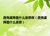 唐堯虞舜是什么意思啊（唐堯虞舜是什么意思）